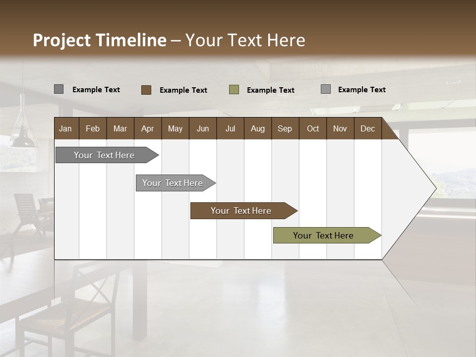 A Large Room With A Table And Chairs In It PowerPoint Template