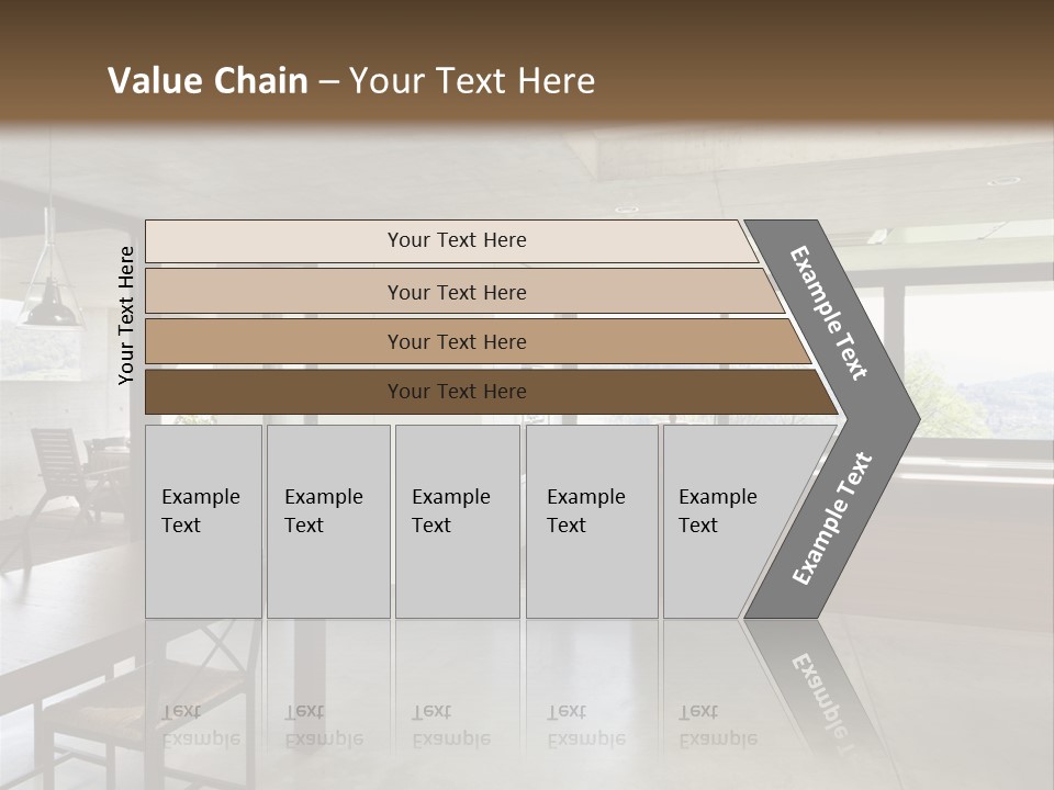 A Large Room With A Table And Chairs In It PowerPoint Template