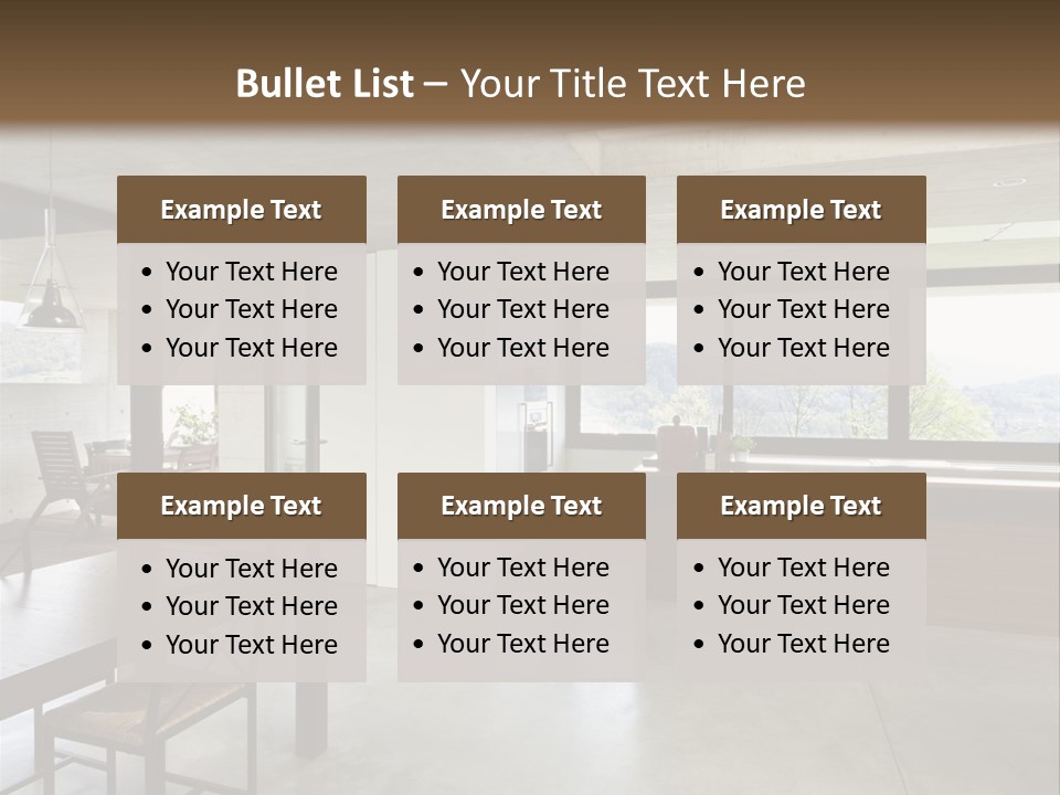 A Large Room With A Table And Chairs In It PowerPoint Template
