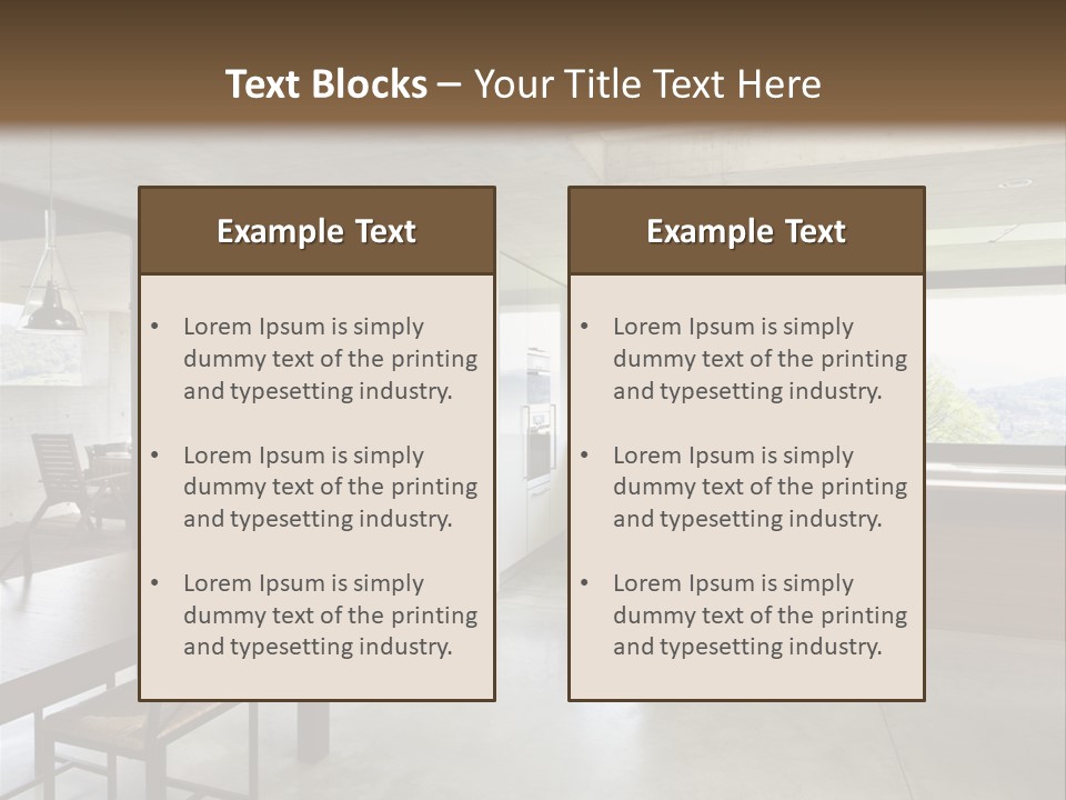 A Large Room With A Table And Chairs In It PowerPoint Template