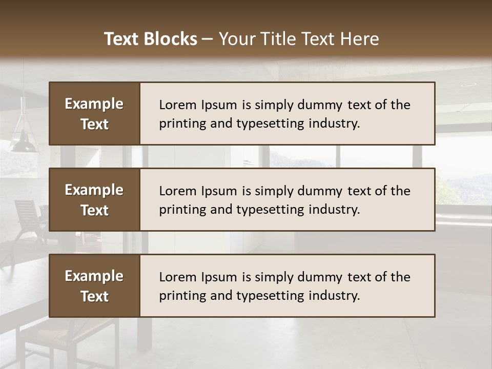 A Large Room With A Table And Chairs In It PowerPoint Template