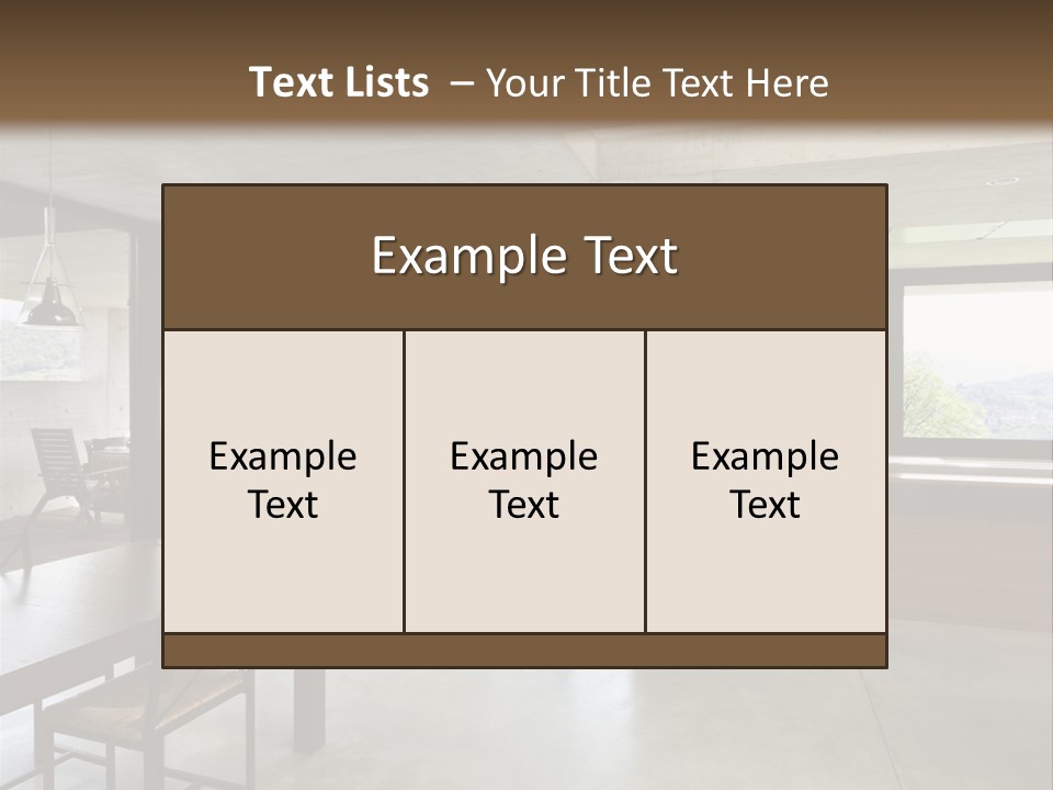 A Large Room With A Table And Chairs In It PowerPoint Template