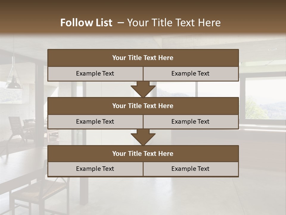 A Large Room With A Table And Chairs In It PowerPoint Template