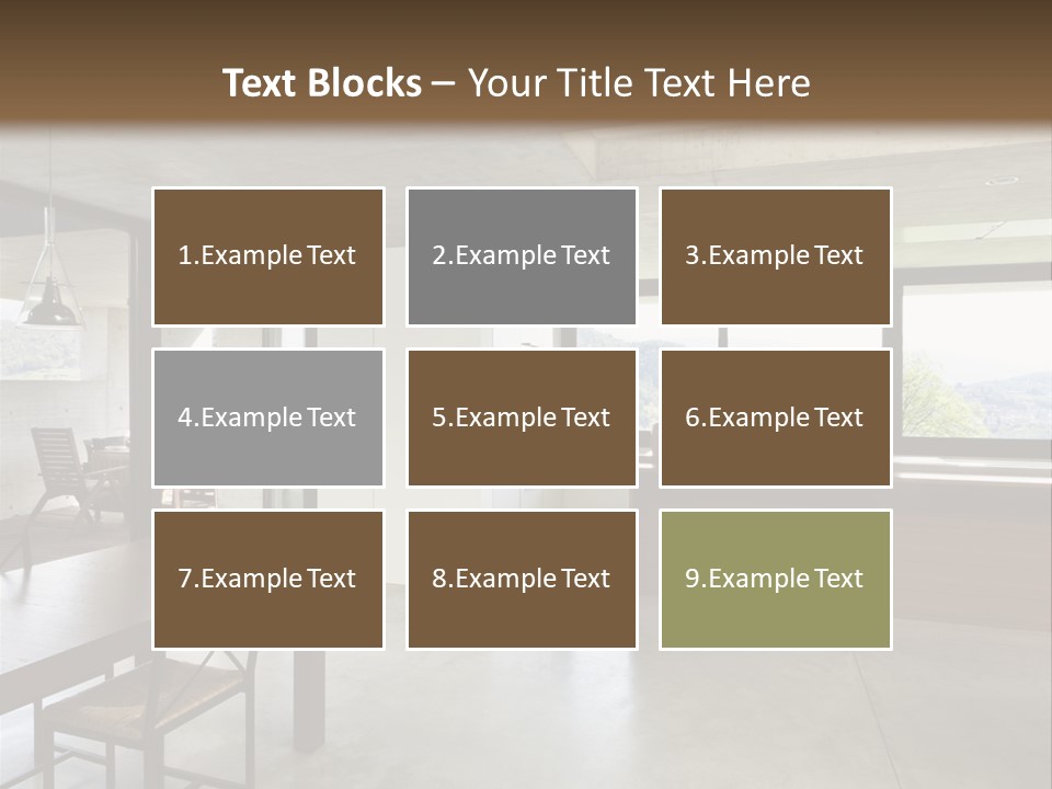 A Large Room With A Table And Chairs In It PowerPoint Template