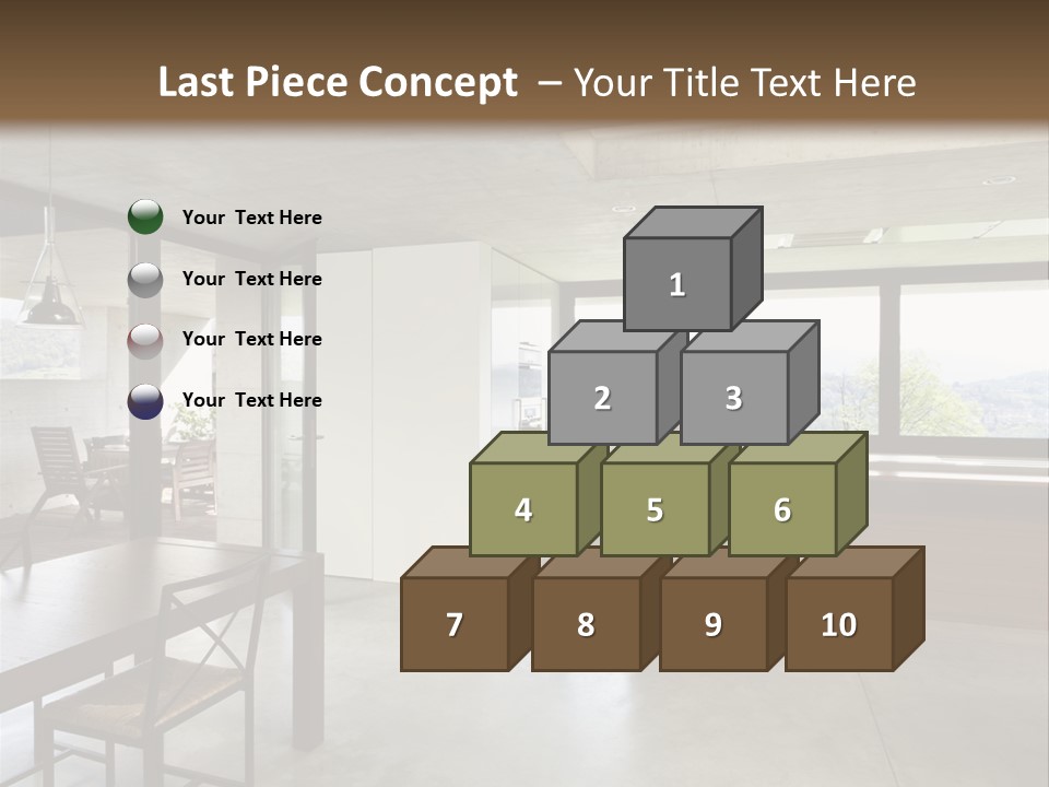 A Large Room With A Table And Chairs In It PowerPoint Template
