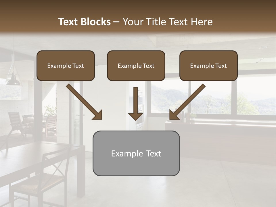A Large Room With A Table And Chairs In It PowerPoint Template