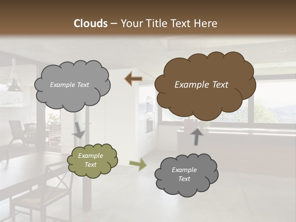 A Large Room With A Table And Chairs In It PowerPoint Template