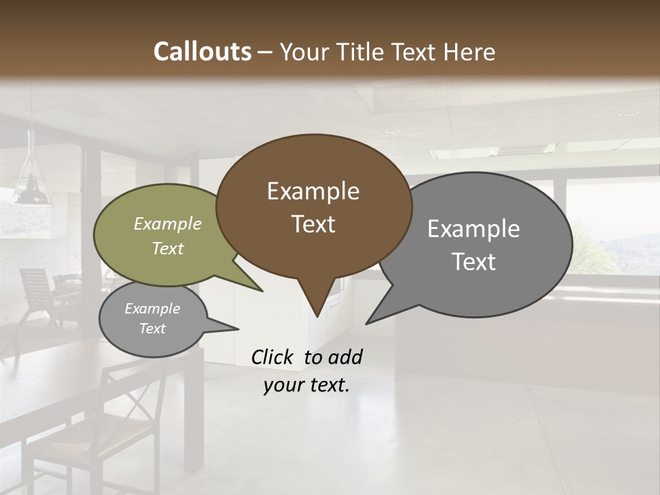 A Large Room With A Table And Chairs In It PowerPoint Template
