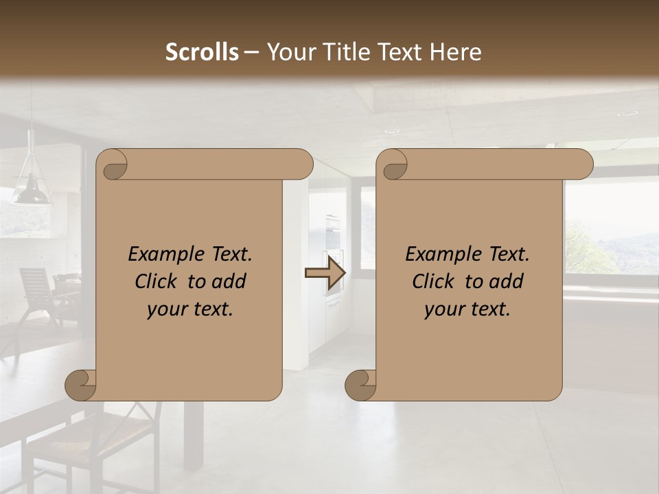 A Large Room With A Table And Chairs In It PowerPoint Template