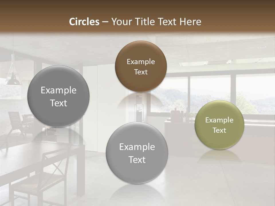 A Large Room With A Table And Chairs In It PowerPoint Template