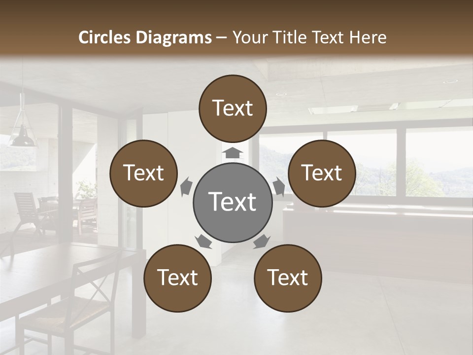A Large Room With A Table And Chairs In It PowerPoint Template