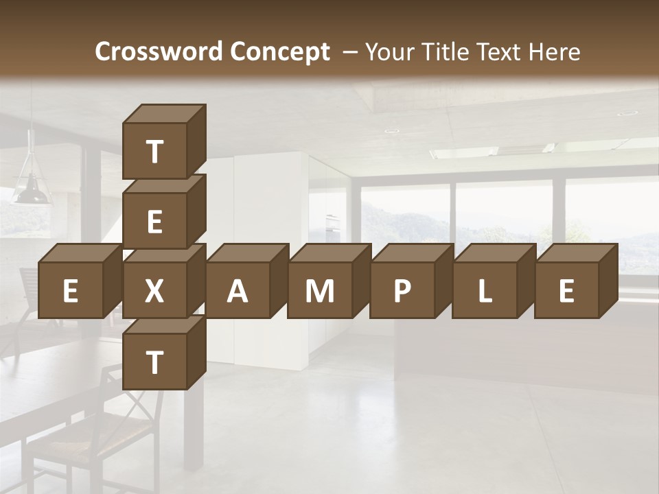 A Large Room With A Table And Chairs In It PowerPoint Template