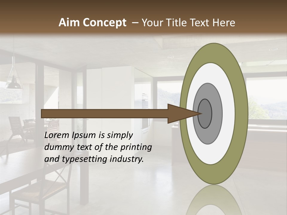 A Large Room With A Table And Chairs In It PowerPoint Template