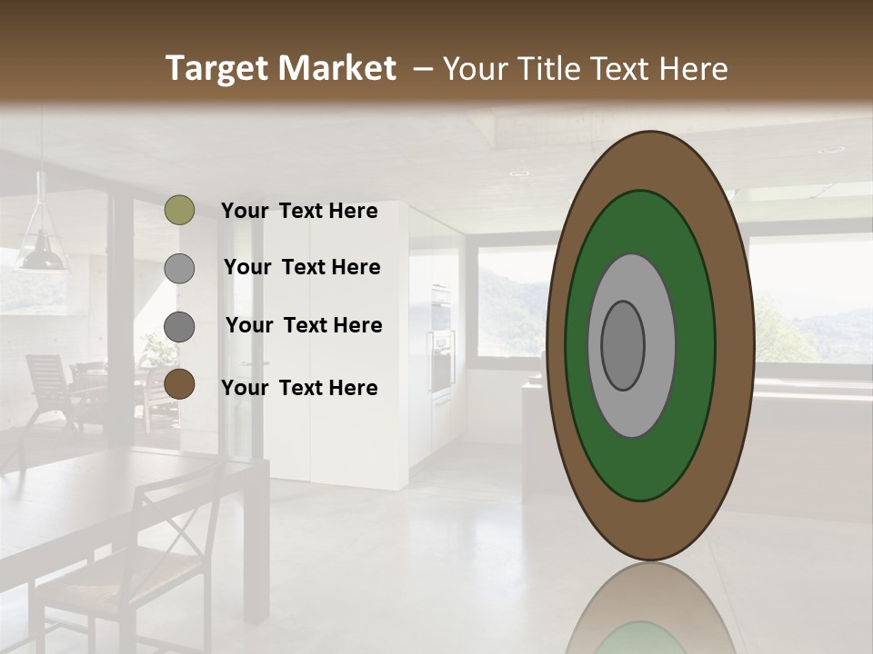 A Large Room With A Table And Chairs In It PowerPoint Template