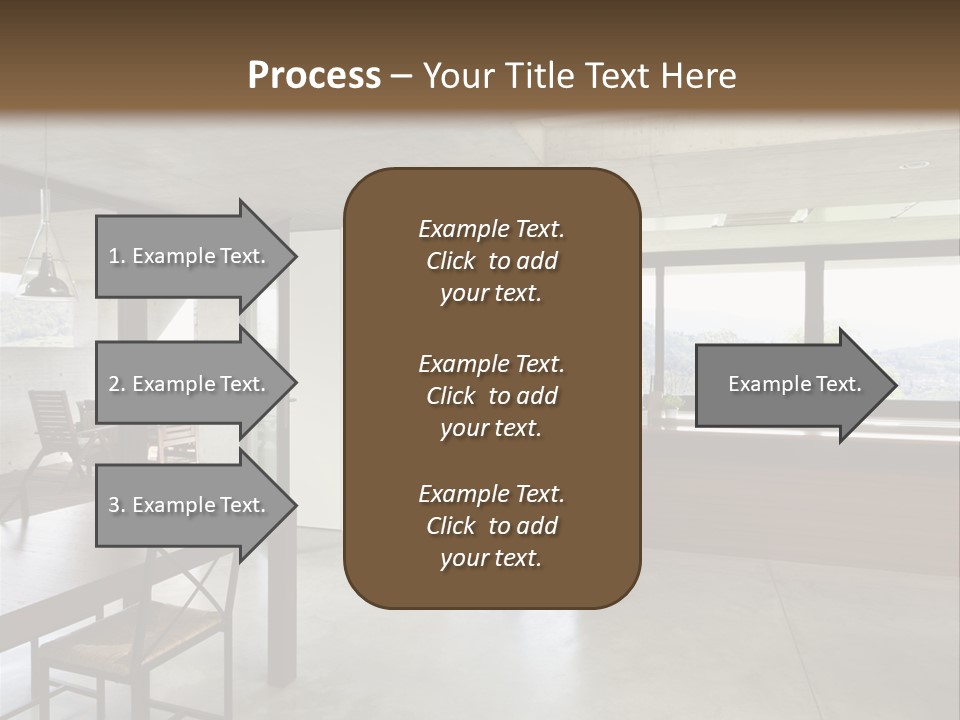 A Large Room With A Table And Chairs In It PowerPoint Template