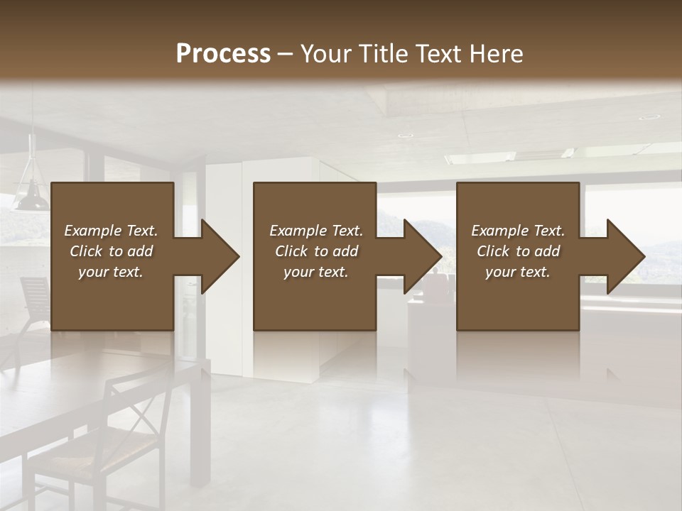 A Large Room With A Table And Chairs In It PowerPoint Template