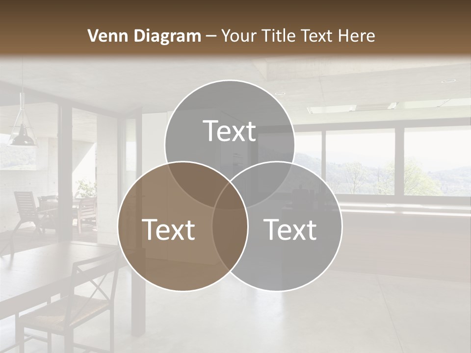 A Large Room With A Table And Chairs In It PowerPoint Template