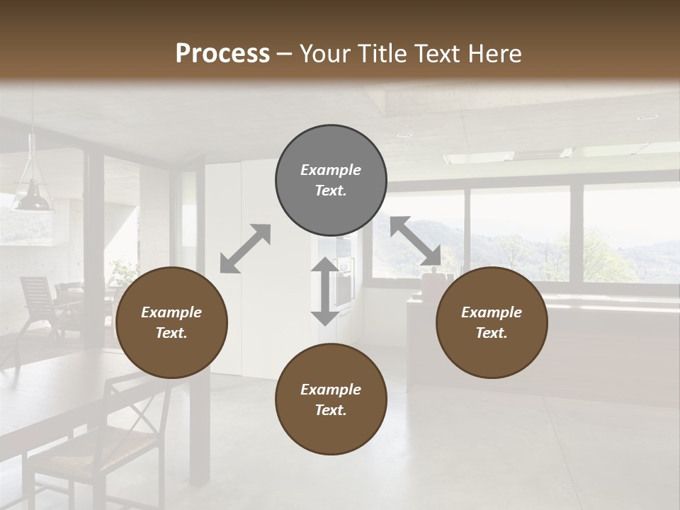 A Large Room With A Table And Chairs In It PowerPoint Template