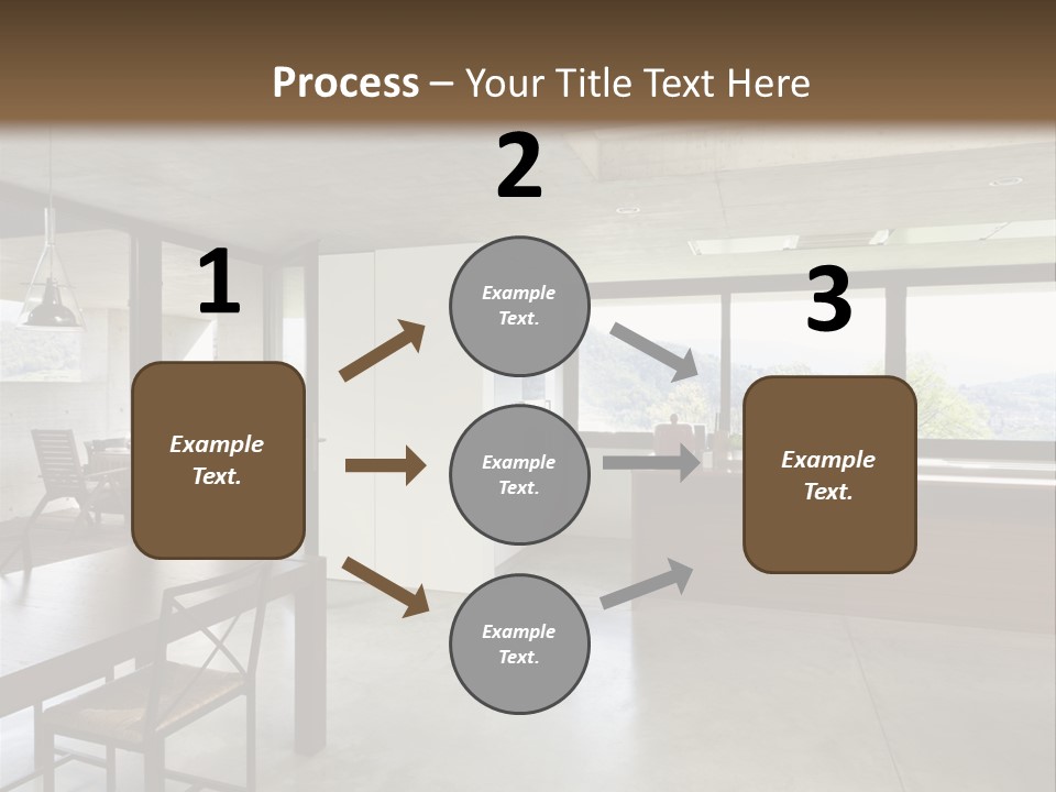 A Large Room With A Table And Chairs In It PowerPoint Template
