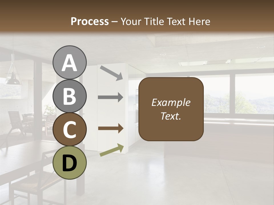 A Large Room With A Table And Chairs In It PowerPoint Template