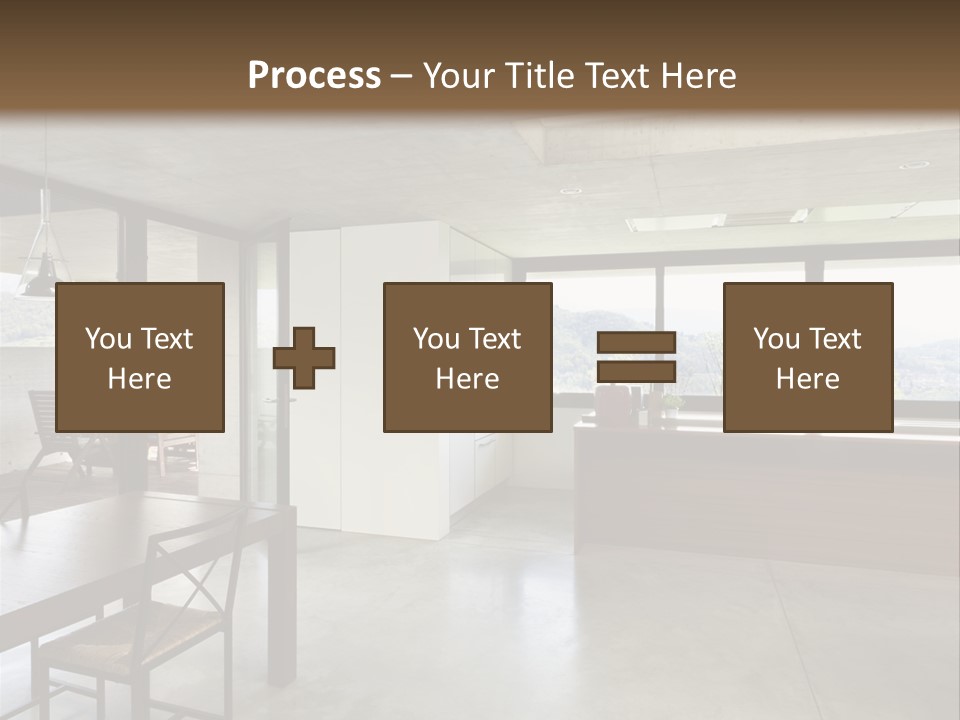 A Large Room With A Table And Chairs In It PowerPoint Template