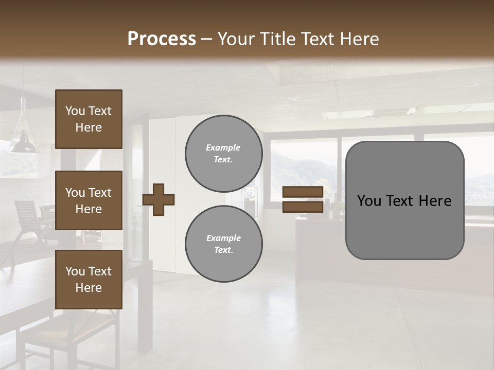 A Large Room With A Table And Chairs In It PowerPoint Template