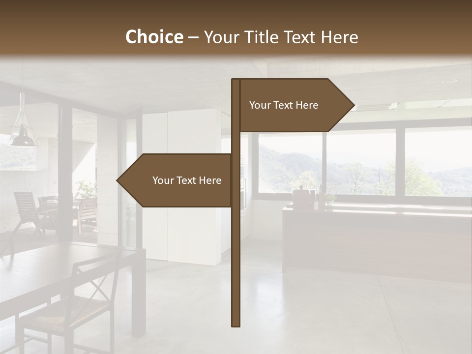 A Large Room With A Table And Chairs In It PowerPoint Template
