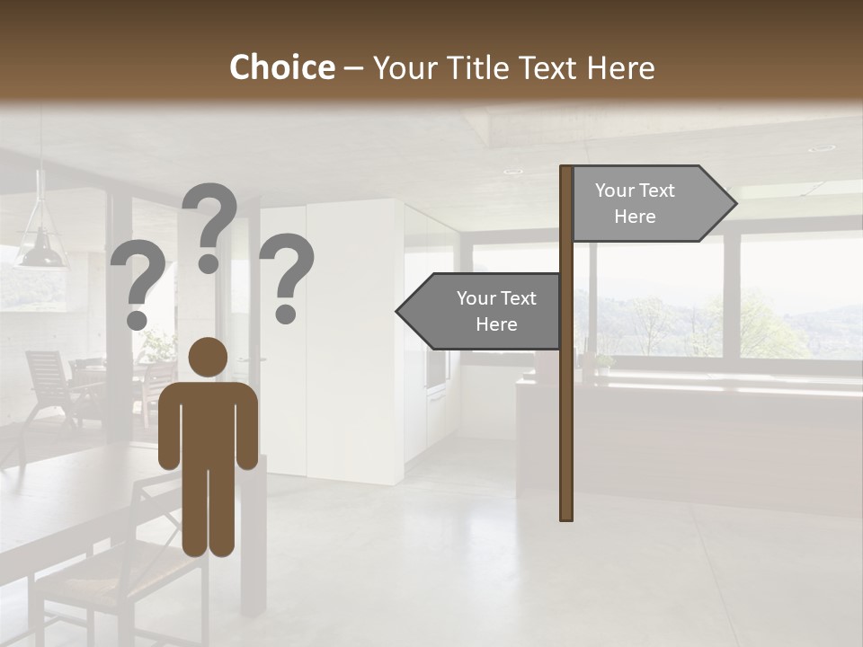 A Large Room With A Table And Chairs In It PowerPoint Template