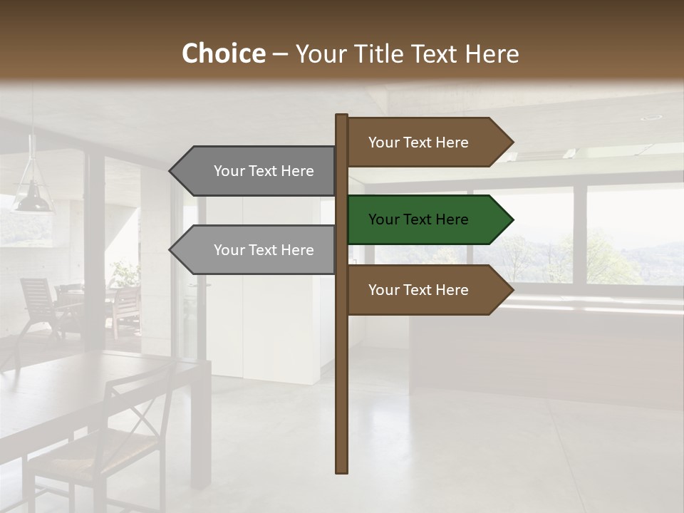 A Large Room With A Table And Chairs In It PowerPoint Template