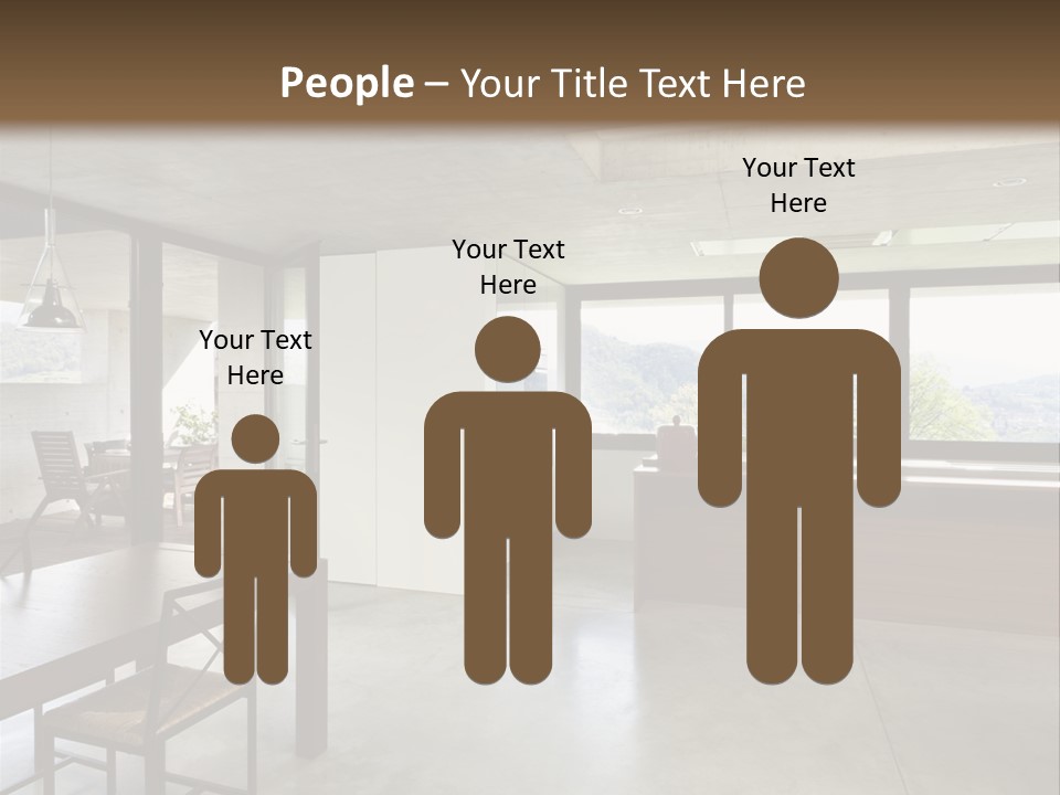 A Large Room With A Table And Chairs In It PowerPoint Template