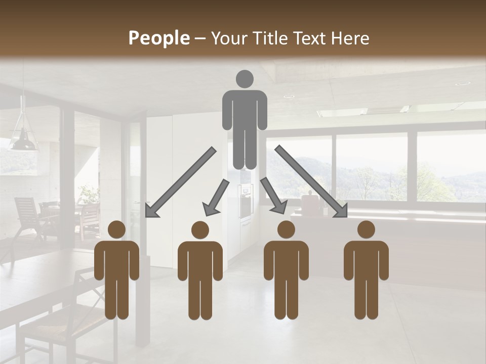 A Large Room With A Table And Chairs In It PowerPoint Template