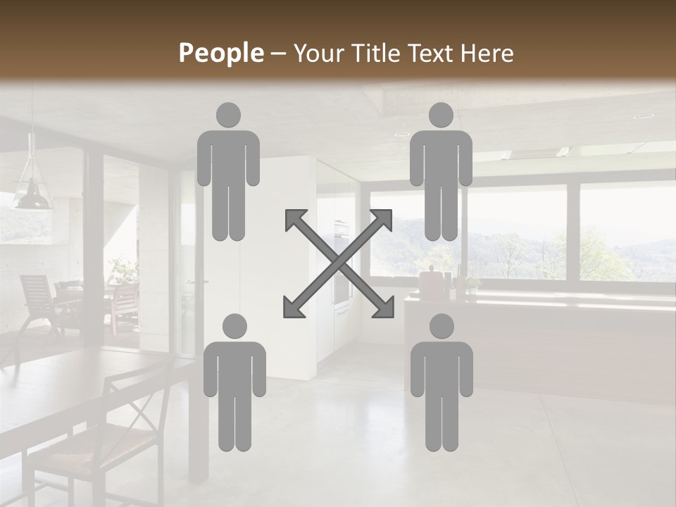 A Large Room With A Table And Chairs In It PowerPoint Template