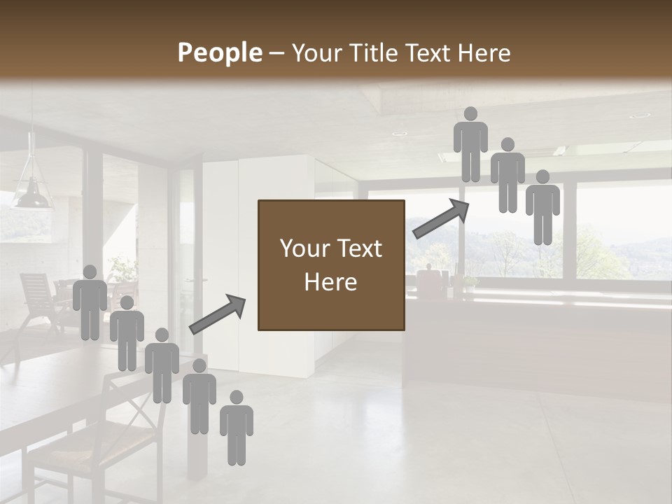 A Large Room With A Table And Chairs In It PowerPoint Template