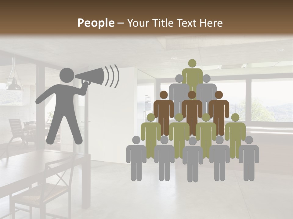 A Large Room With A Table And Chairs In It PowerPoint Template