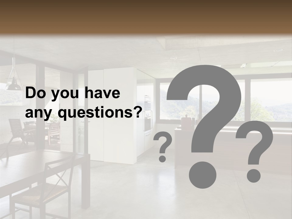 A Large Room With A Table And Chairs In It PowerPoint Template