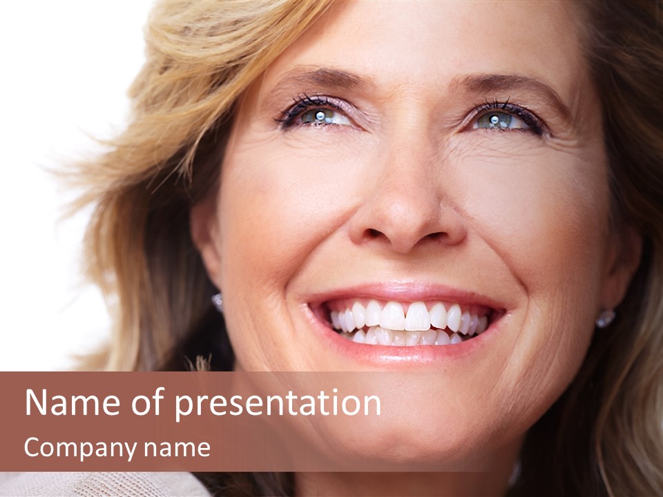 A Woman Smiling With A Smile On Her Face PowerPoint Template