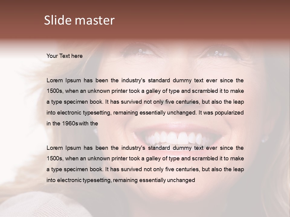 A Woman Smiling With A Smile On Her Face PowerPoint Template