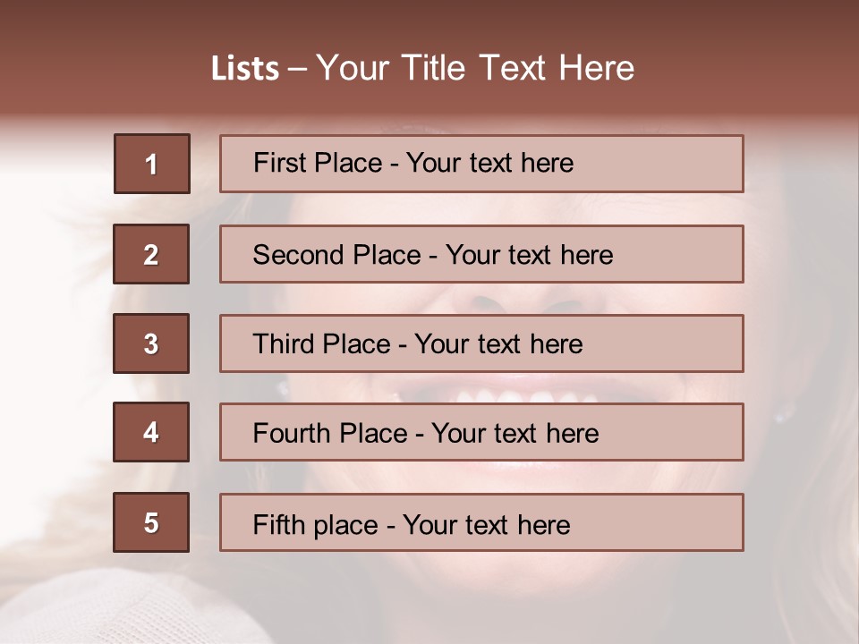 A Woman Smiling With A Smile On Her Face PowerPoint Template