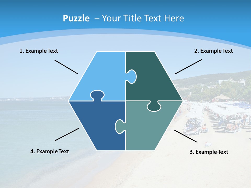 A Blue And White Beach With Boats In The Water PowerPoint Template