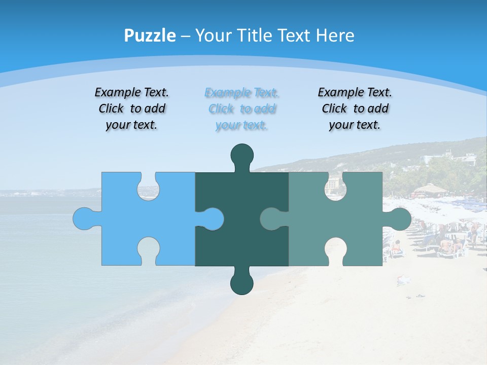 A Blue And White Beach With Boats In The Water PowerPoint Template