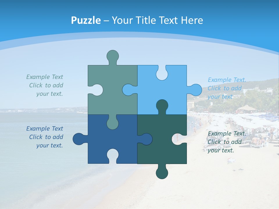 A Blue And White Beach With Boats In The Water PowerPoint Template