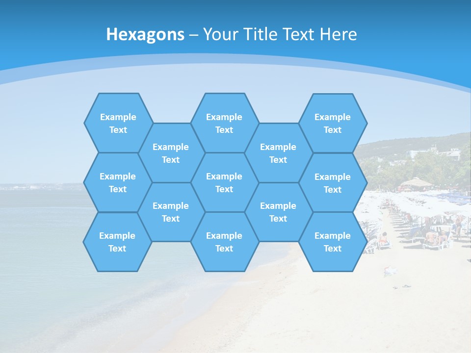 A Blue And White Beach With Boats In The Water PowerPoint Template