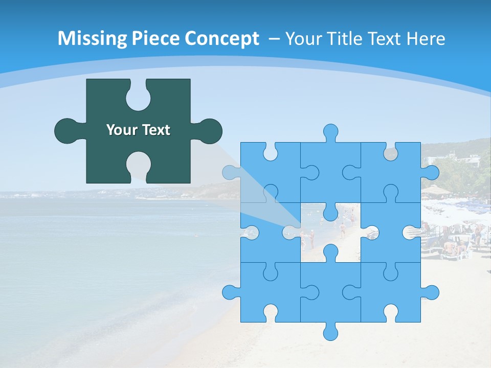 A Blue And White Beach With Boats In The Water PowerPoint Template