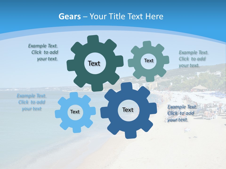 A Blue And White Beach With Boats In The Water PowerPoint Template