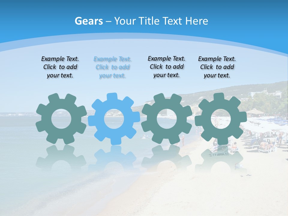 A Blue And White Beach With Boats In The Water PowerPoint Template