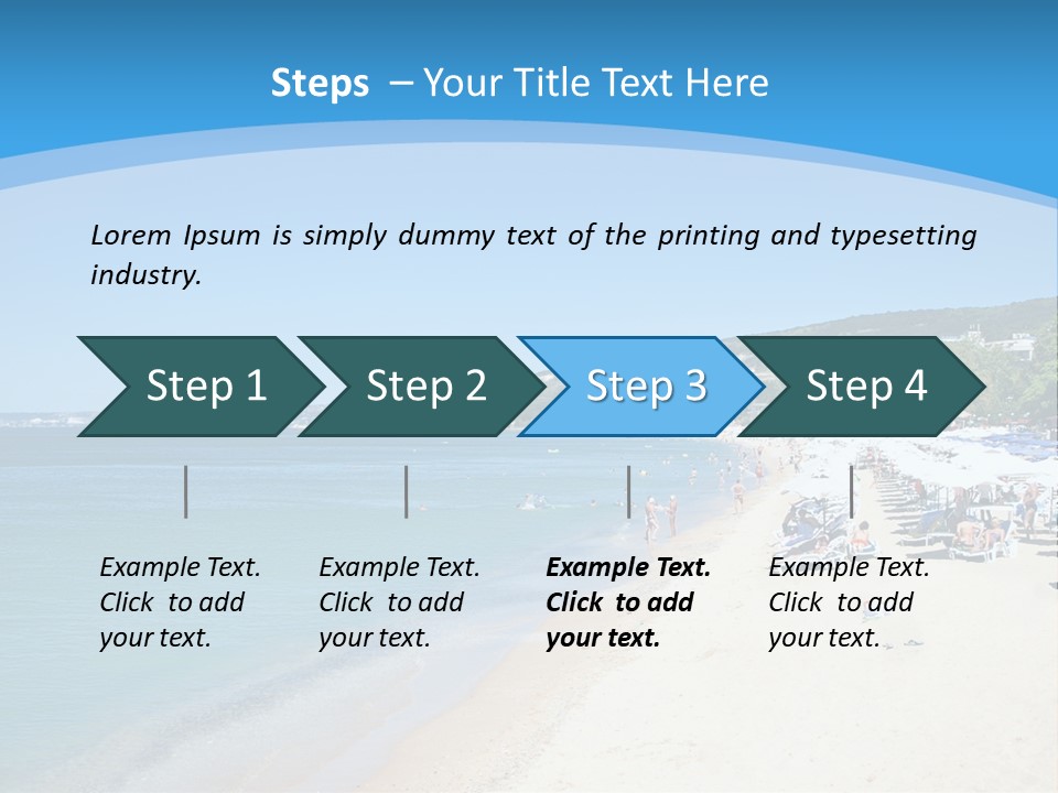 A Blue And White Beach With Boats In The Water PowerPoint Template