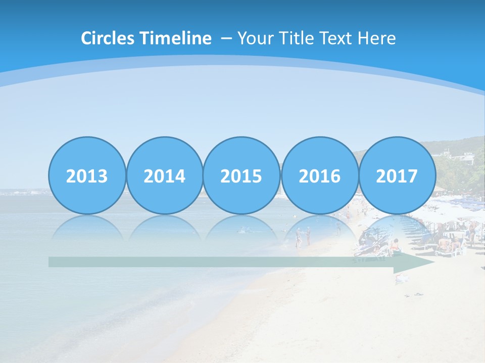 A Blue And White Beach With Boats In The Water PowerPoint Template