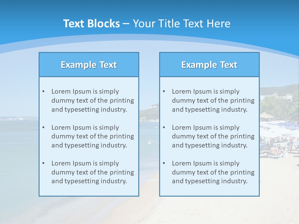 A Blue And White Beach With Boats In The Water PowerPoint Template
