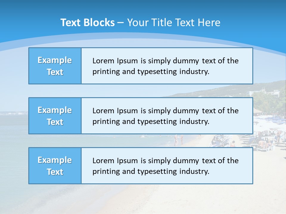 A Blue And White Beach With Boats In The Water PowerPoint Template