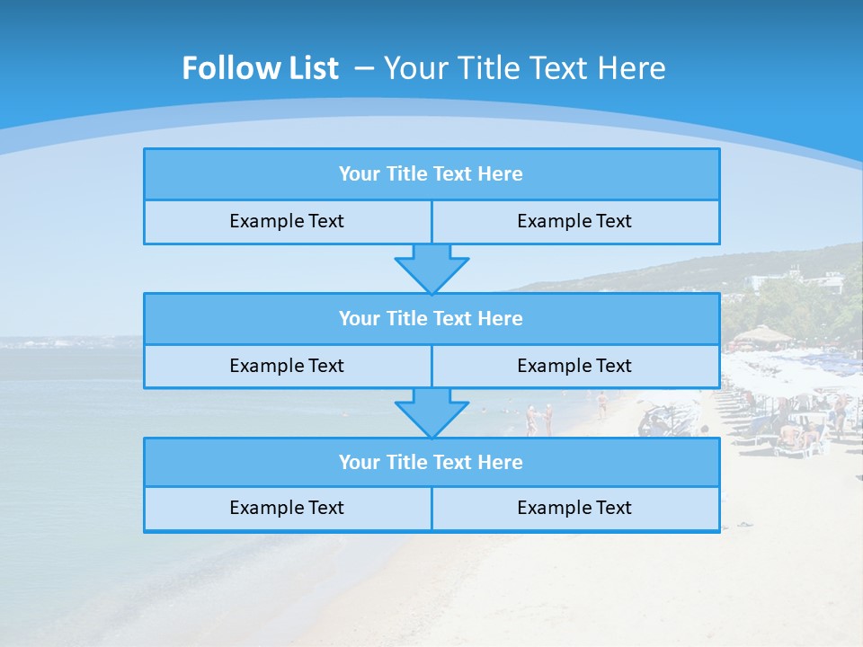 A Blue And White Beach With Boats In The Water PowerPoint Template